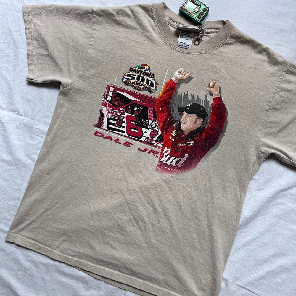 Vintage Y2K Dale Earnhardt Jr T-Shirt - Tan - M